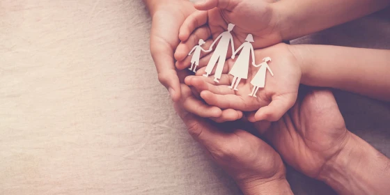 Hands,Holding,Paper,Family,Cutout,,Family,Home,,Foster,Care,,World